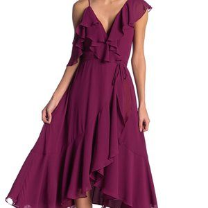 Yumi Kim Burgundy Romance Me Hi-Lo Wrap Dress